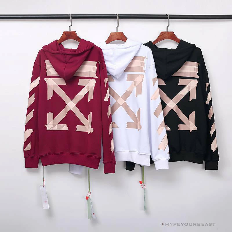 OFF-WHITE Rubber Strip Arrow Hoodie ‘WHITE’ Hoodies & Jackets