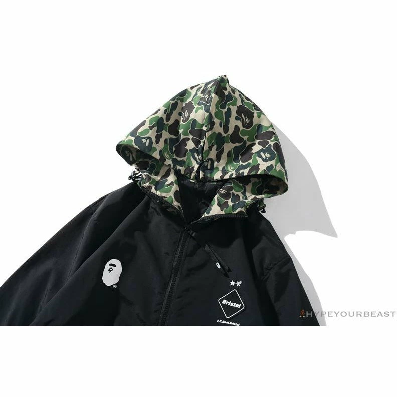 BAPE X FCRB Joint Double Zip Camouflage Hoodie ‘BLACK’ Clothes