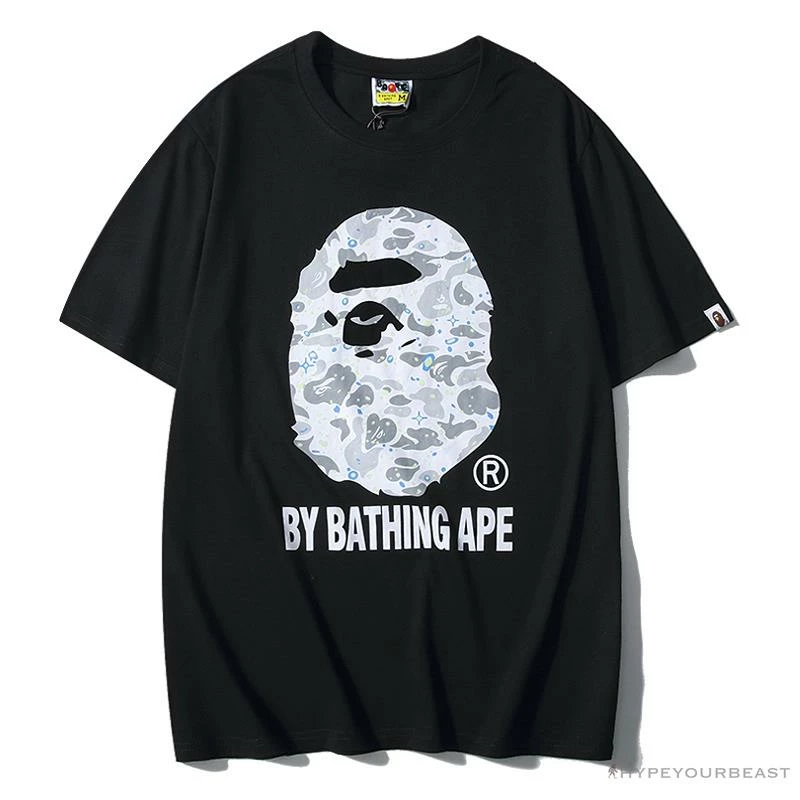 Clothes BAPE Starry Sky Camouflage Luminous Great Ape Man Head Tee Shirt ‘BLACK’
