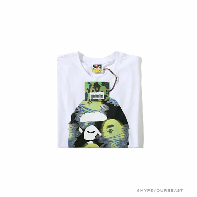 BAPE Green Ape Head Blue Storm Tee Shirt ‘WHITE’ Clothes