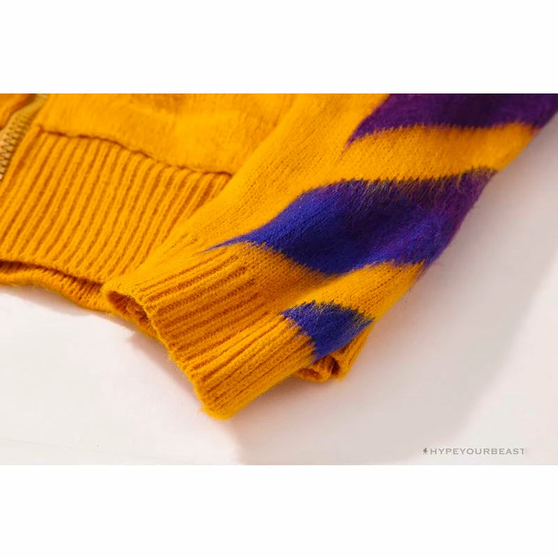 OFF-WHITE Mohair Zip Sweater Hoodie ‘Yellow’