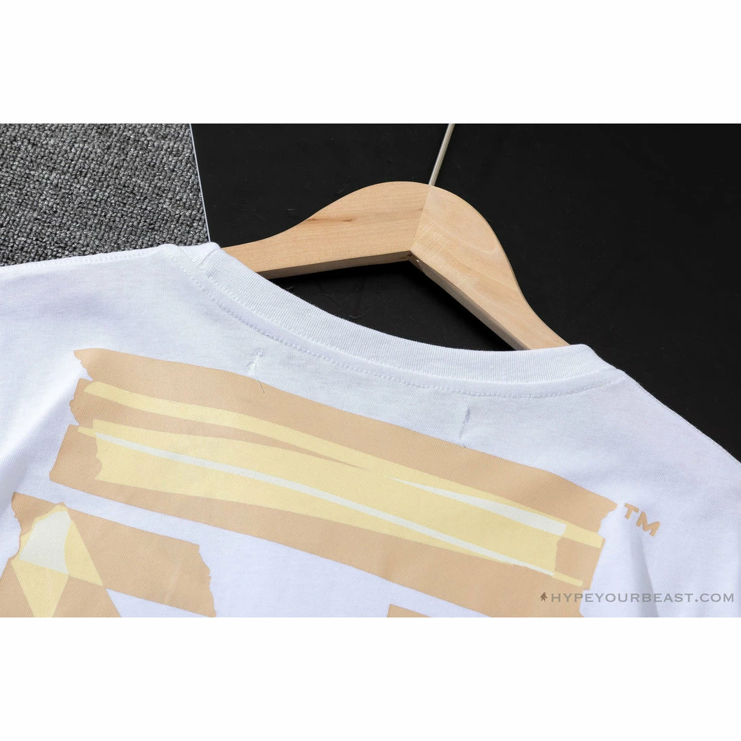 T-Shirts OFF-WHITE Classic Cross Yellow Arrow Tape Tee Shirt ‘WHITE’