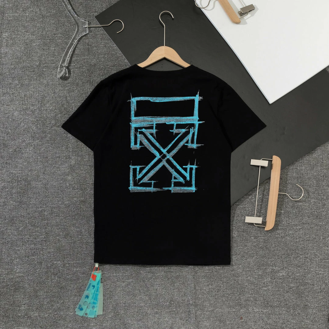 T-Shirts OFF-WHITE Light Blue Marker Draw Pattern Tee Shirt ‘BLACK’