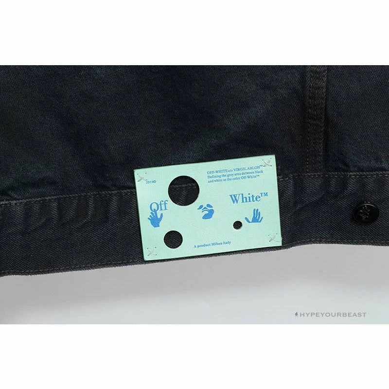 OFF-WHITE Autumn And Winter New ️Back Blue Arrow Wash Denim Jacket Hoodies & Jackets