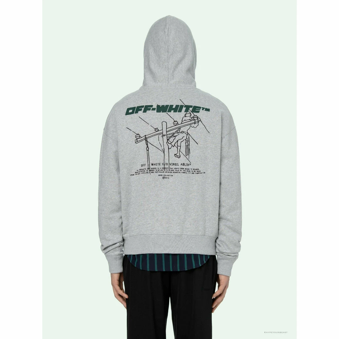 Hoodies & Jackets OFF-WHITE Hand-Painted Utility Pole Worker Hoodie ‘GREY’