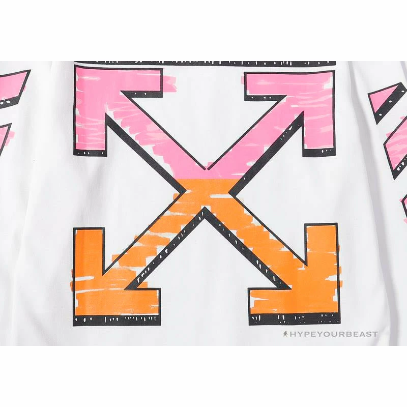 Hoodies & Jackets OFF-WHITE Pink Orange Arrow Hoodie ‘WHITE’