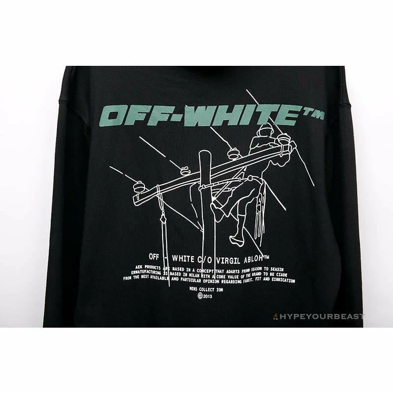 Hoodies & Jackets OFF-WHITE Hand-Painted Utility Pole Worker Hoodie ‘BLACK’