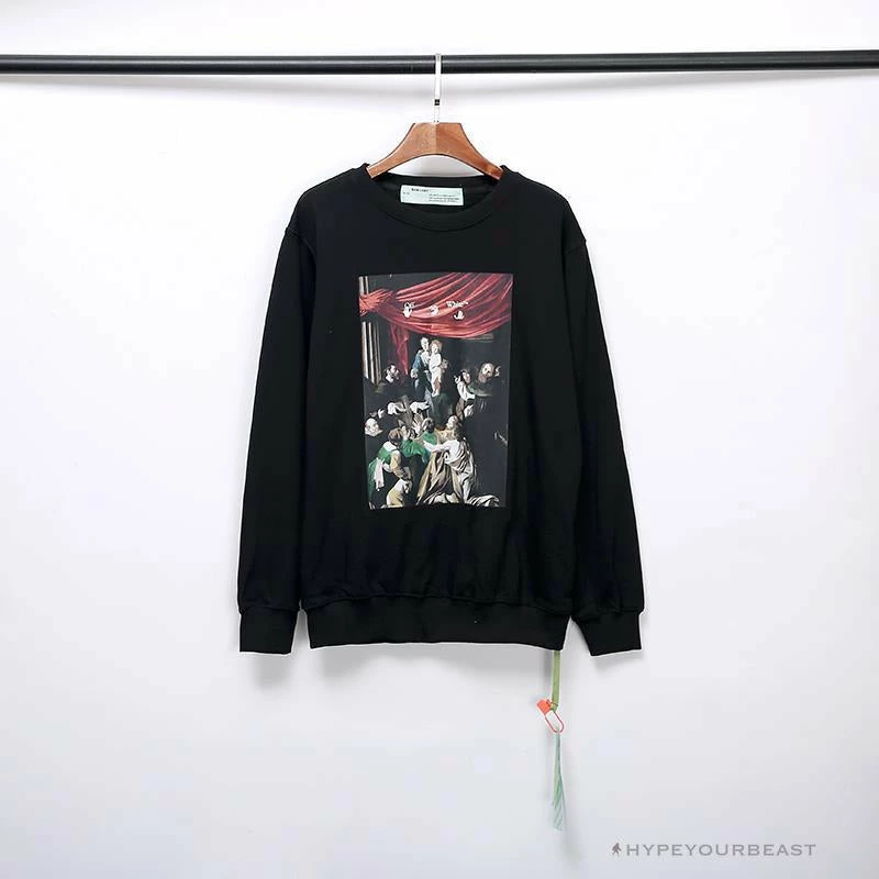 OFF-WHITE New Madonna Painting Cotton Terry Long Sleeve Shirt ‘BLACK’ Shirts