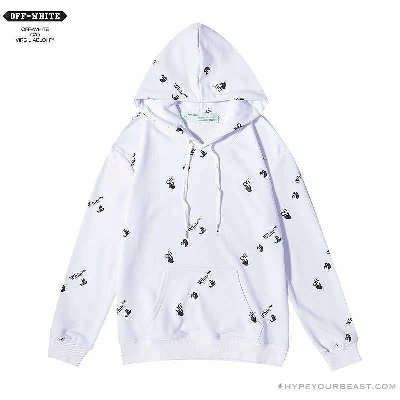 OFF-WHITE Classic Print Hoodie ‘WHITE’ Hoodies & Jackets