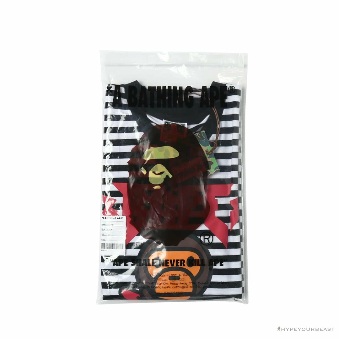 BAPE Baby Milo Rock Bass Player Striped Tee Shirt ‘BLACK’ Clothes