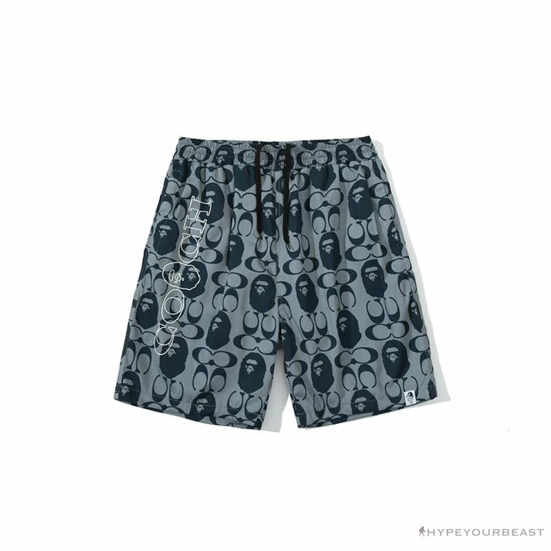 BAPE X COACH Co-Branded Grey-Blue Shorts Clothes