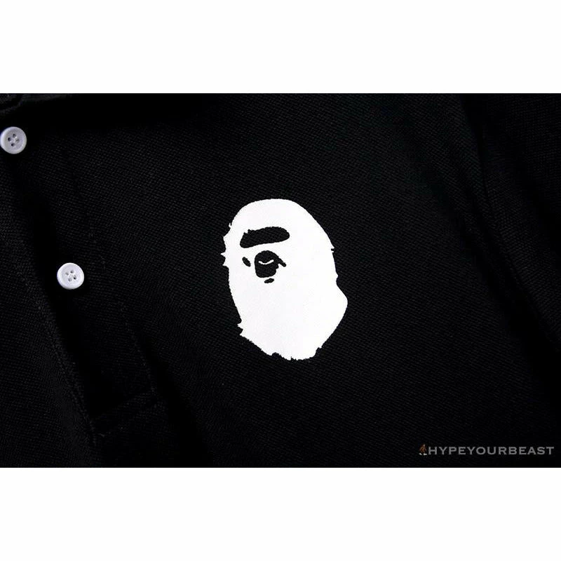 Clothes BAPE Classic Ape Head Print Versatile Polo Shirt ‘BLACK’