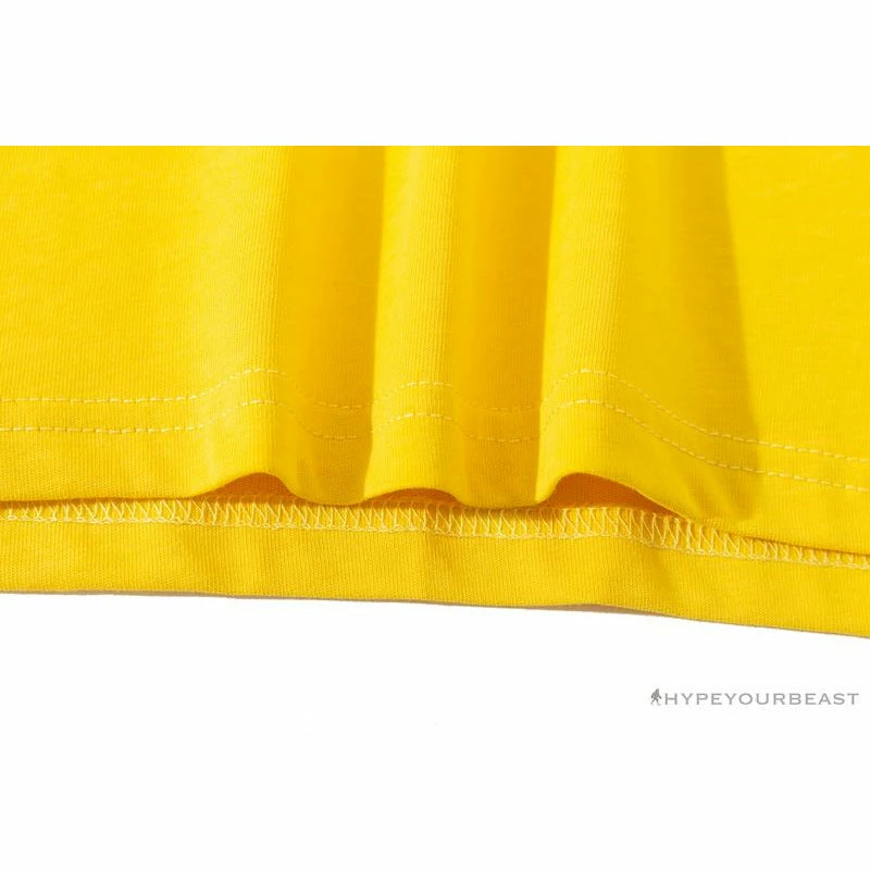 BAPE KIDS Small Net Pocket Ape Man Head Tee Shirt ‘YELLOW’ Clothes