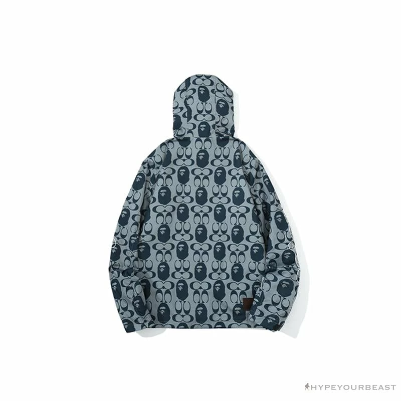 BAPE X COACH Co-Branded Grey-Blue Hoodie