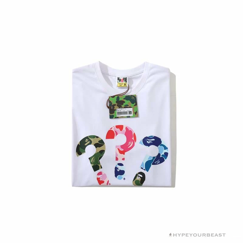 BAPE Camouflage Three-Color Question Mark Tee Shirt ‘WHITE’