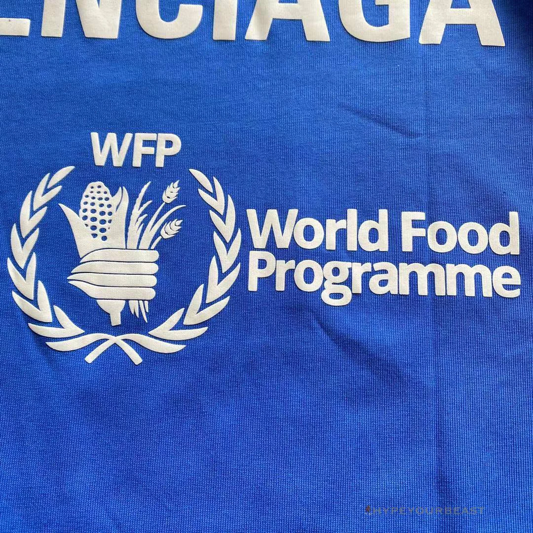 bcg S*pport word food programme tee shirt blue