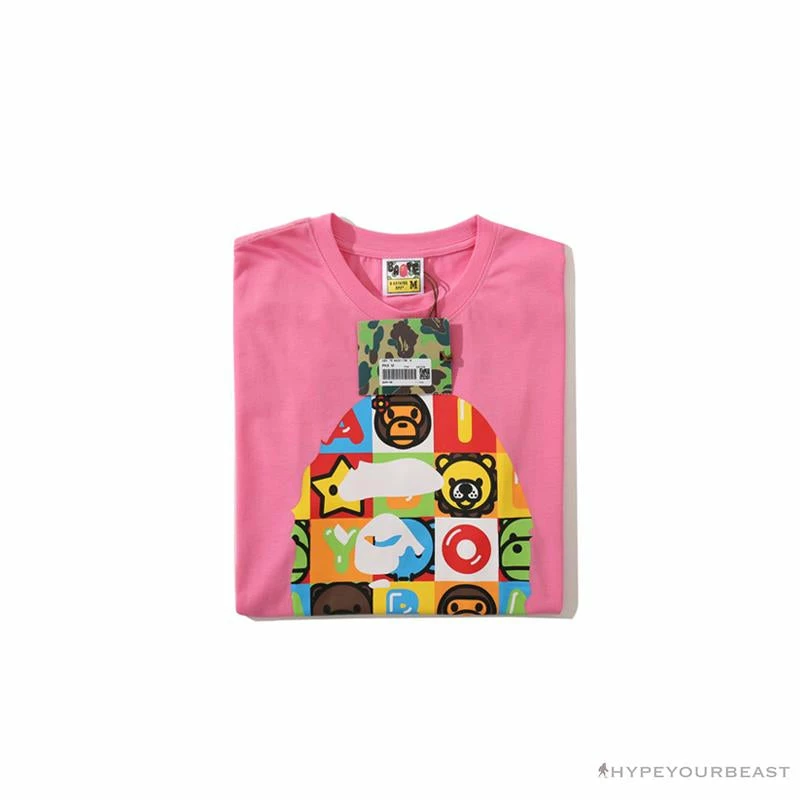 Clothes BAPE Baby Milo Color Square Ape Head Tee Shirt ‘PINK’