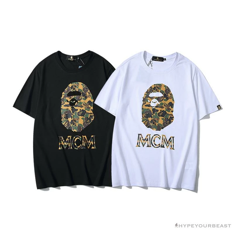 BAPE X MCM Camouflage Ape Head Tee Shirt ‘BLACK’