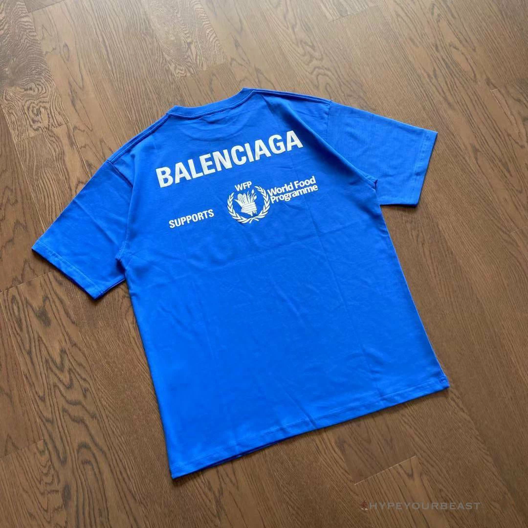 bcg S*pport word food programme tee shirt blue