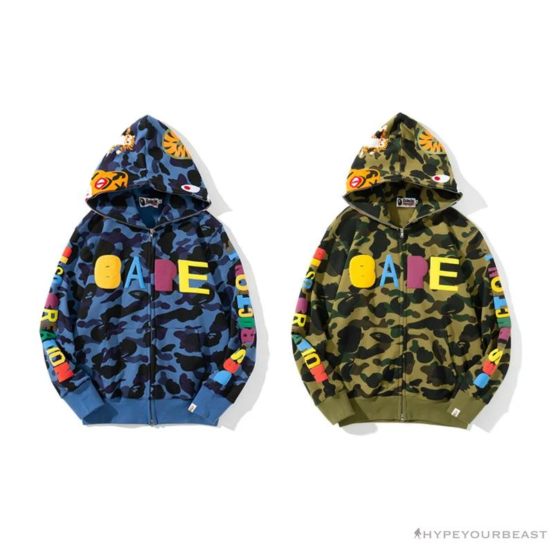 BAPE X Readymade Tiger Head Foam Camouflage Hoodie ‘GREEN’ Clothes