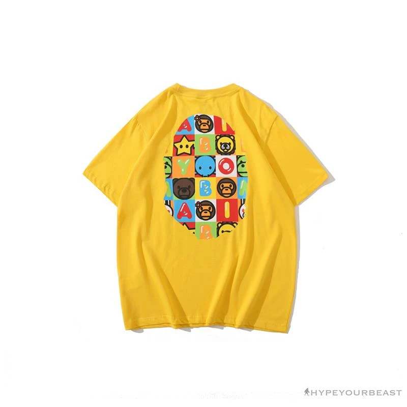 BAPE Baby Milo Color Square Ape Head Tee Shirt ‘YELLOW’ Clothes