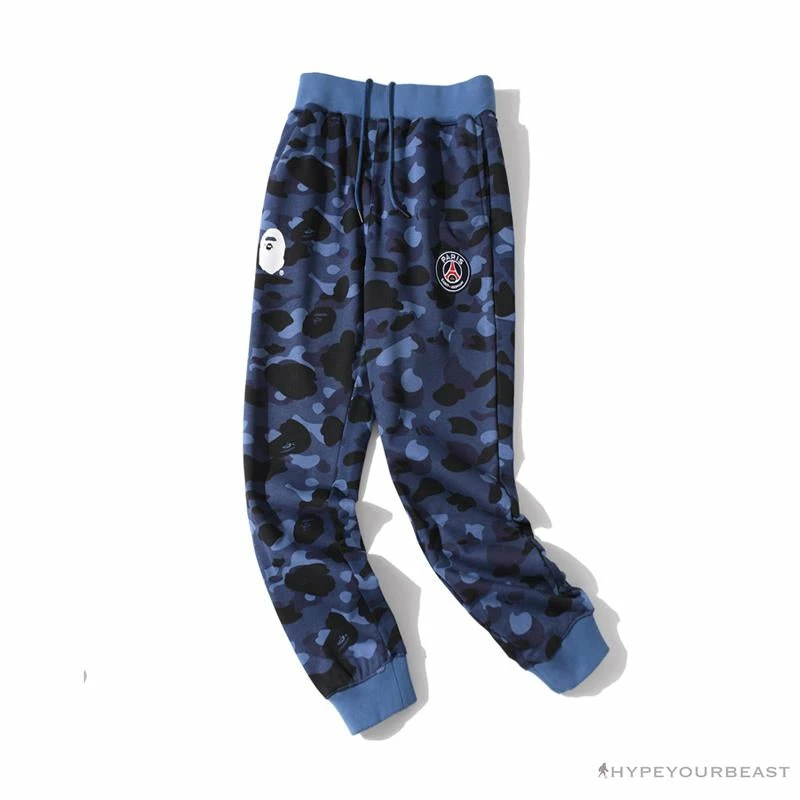 BAPE X PSG Paris Saint-Germain Camouflage Blue Pants Clothes