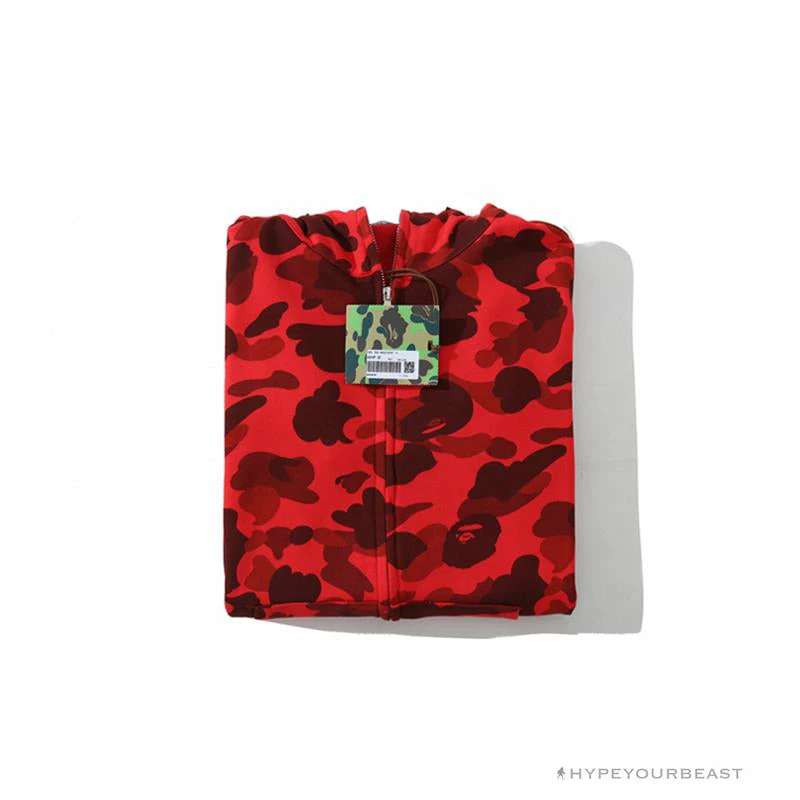 Clothes BAPE Camo Hoodie Shark Head ‘RED’