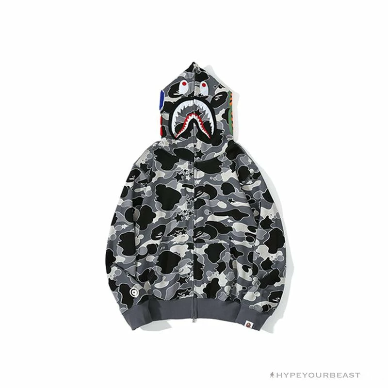 BAPE Shark Head STA Star Camouflage Hoodie ‘BLACK’