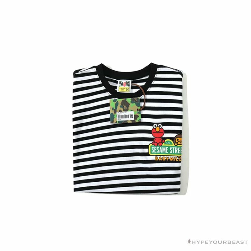 Clothes BAPE Baby Milo Sesame Street Striped Tee Shirt ‘BLACK’