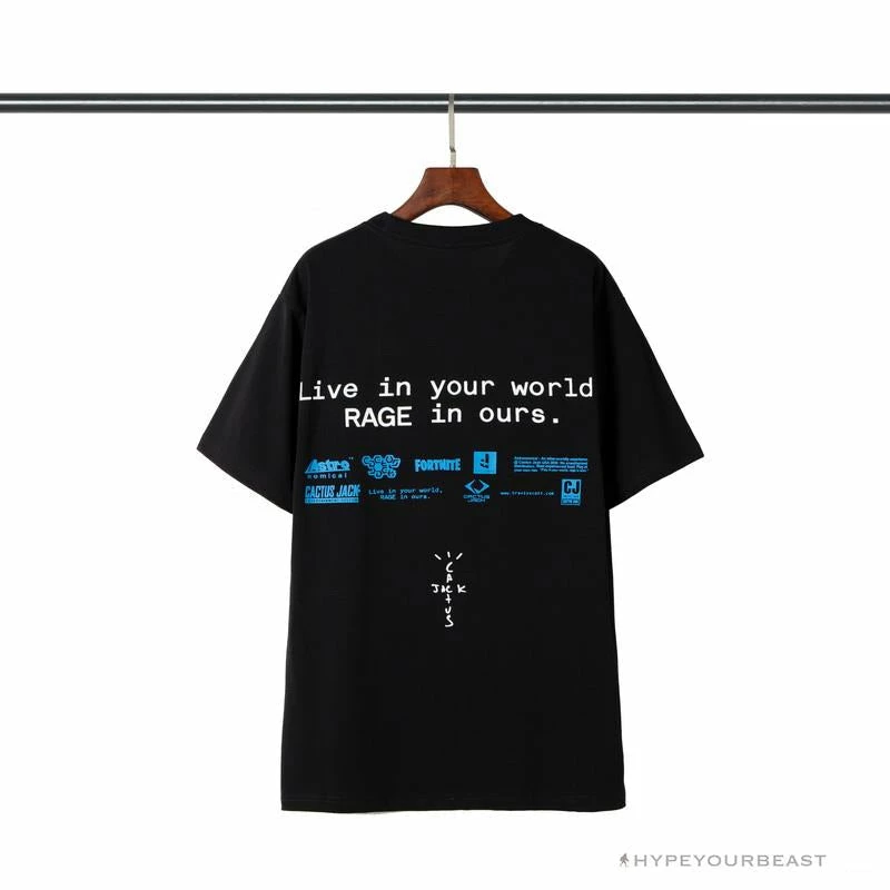 OFF-WHITE Travis Scott Fortnite Peripheral Rap Tee Shirt “BLACK’