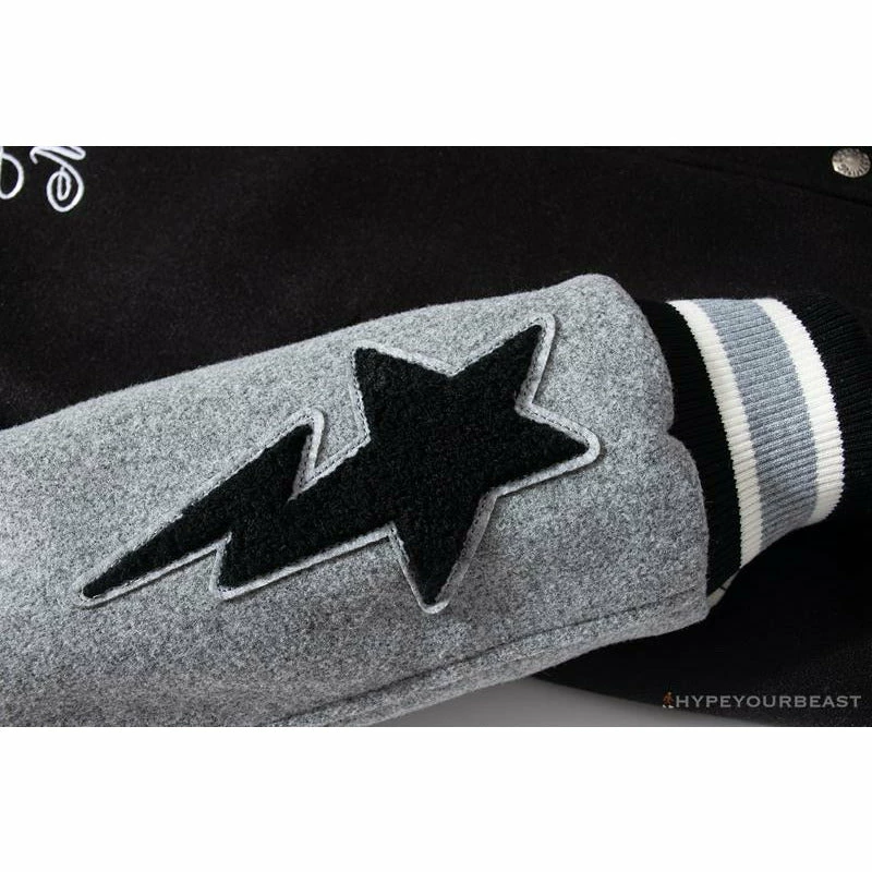 BAPE Embroidered STA Star Stitched Woolen Baseball Jacket ‘BLACK’