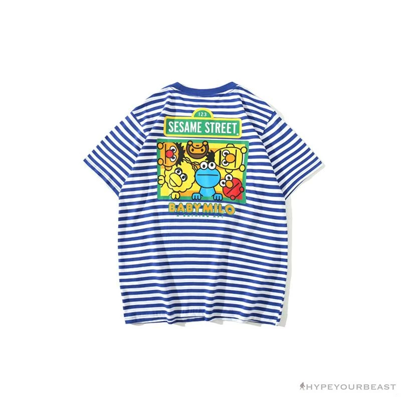 Clothes BAPE Baby Milo Sesame Street Striped Tee Shirt ‘BLUE’