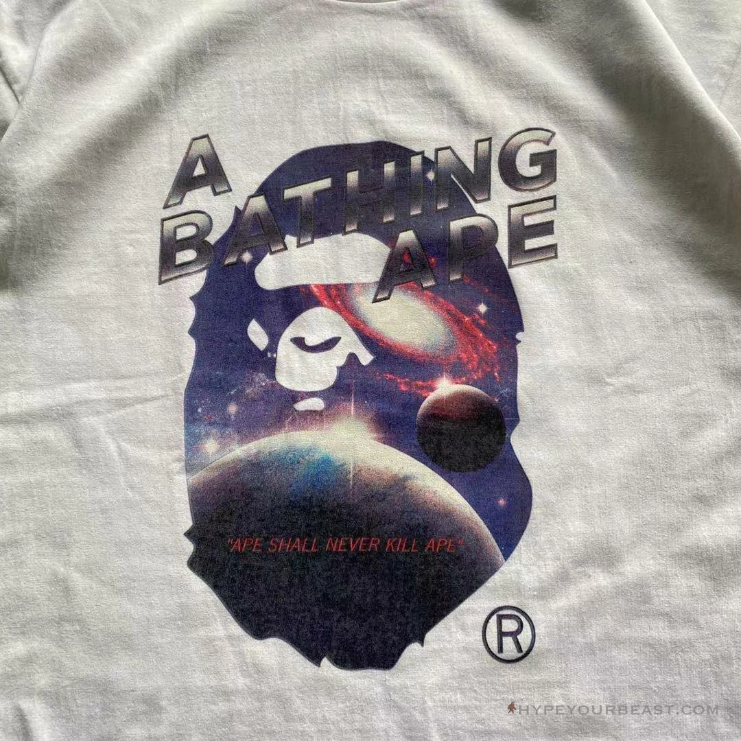 Clothes Bape Tee Shirt White Galaxy