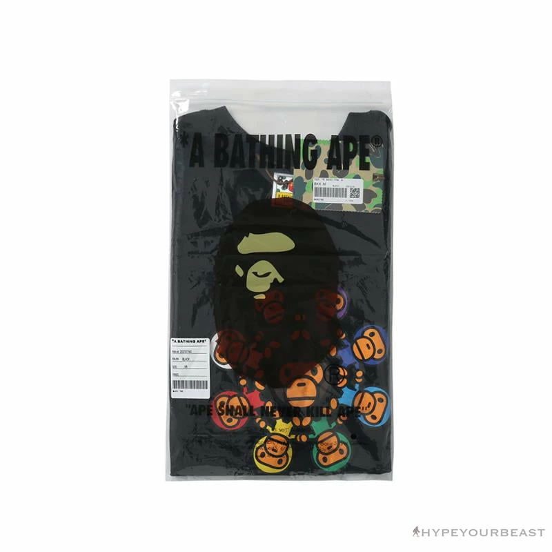 BAPE Baby Milo Ring Colorful Kaleidoscope Tee Shirt ‘BLACK’ Clothes