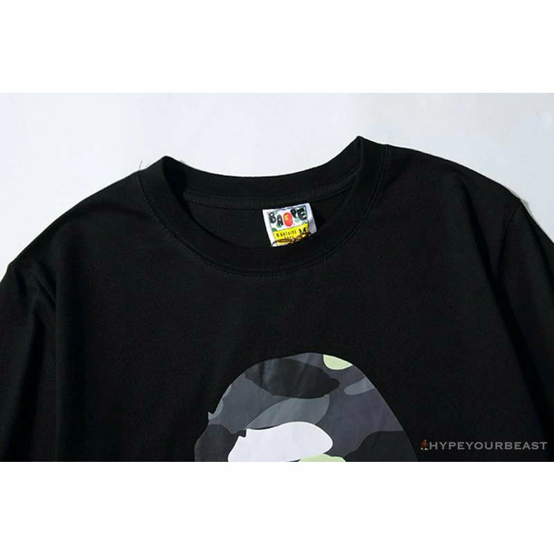 Clothes BAPE Luminous Spots Camouflage Great Ape Man Black Head Cotton Short Sleeve Tee Shirt ‘BLACK’