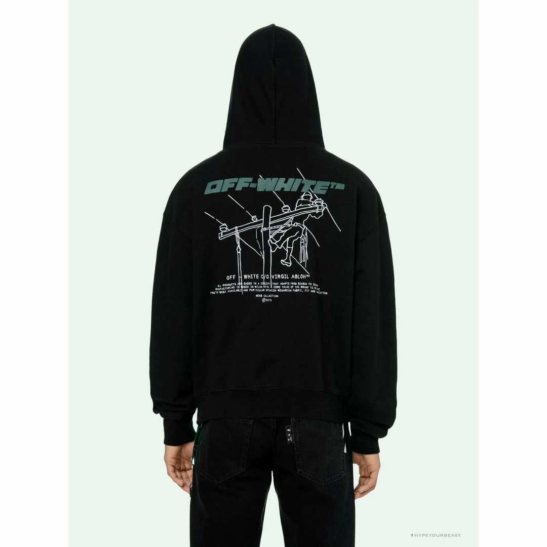 Hoodies & Jackets OFF-WHITE Hand-Painted Utility Pole Worker Hoodie ‘BLACK’