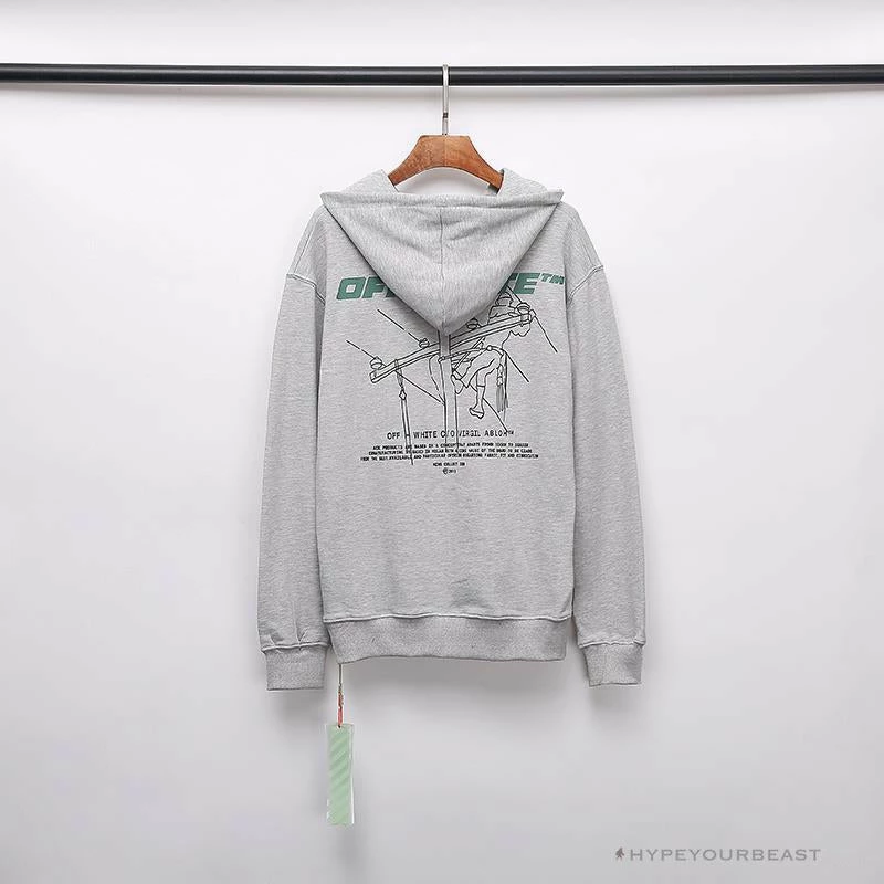 Hoodies & Jackets OFF-WHITE Hand-Painted Utility Pole Worker Hoodie ‘GREY’