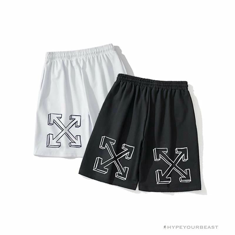 Pants OFF-WHITE Dimensional Sketch Shorts ‘BLACK’