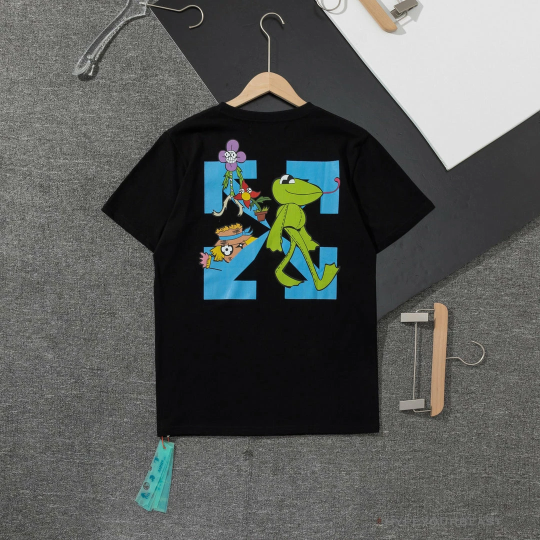 OFF-WHITE Floral And Frog Pattern Tee Shirt ‘BLACK’ T-Shirts