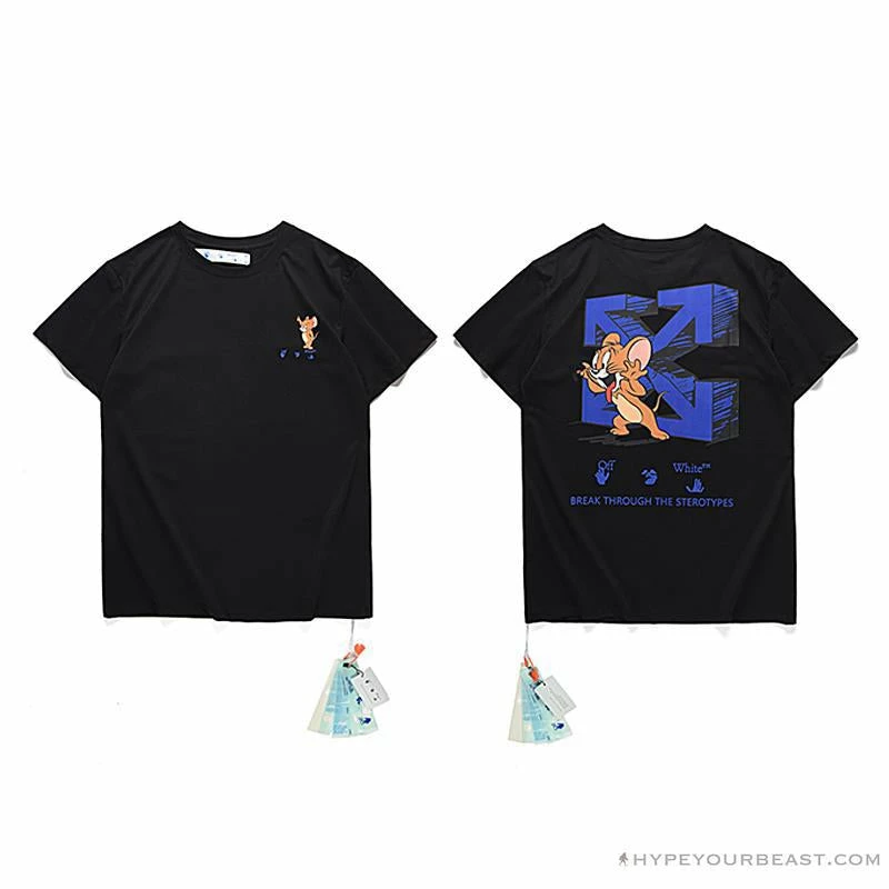 T-Shirts OFF-WHITE Classic Animated Tom And Jerry Arrow Tee Shirt ‘BLACK’
