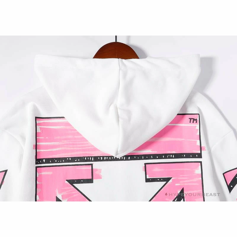 Hoodies & Jackets OFF-WHITE Pink Orange Arrow Hoodie ‘WHITE’