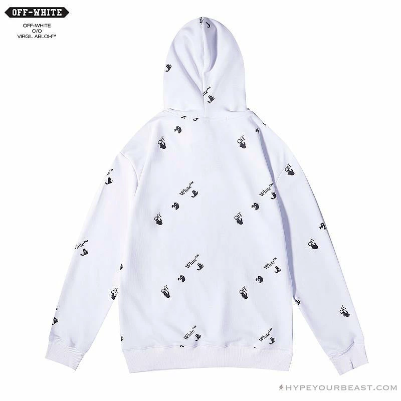 OFF-WHITE Classic Print Hoodie ‘WHITE’ Hoodies & Jackets