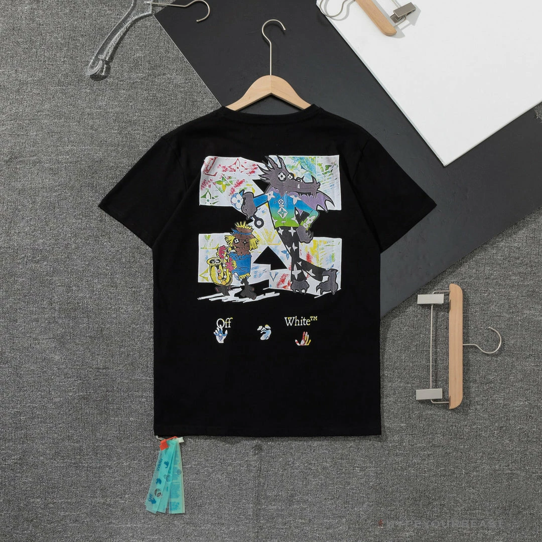 OFF-WHITE LV Pattern Cartoon Series Tee Shirt ‘BLACK’
