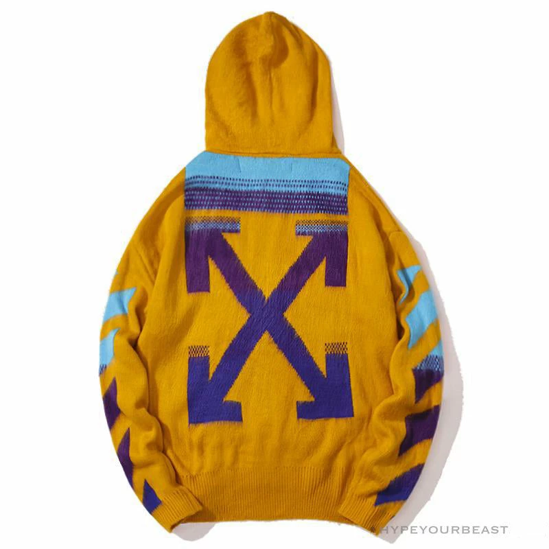 OFF-WHITE Mohair Zip Sweater Hoodie ‘Yellow’