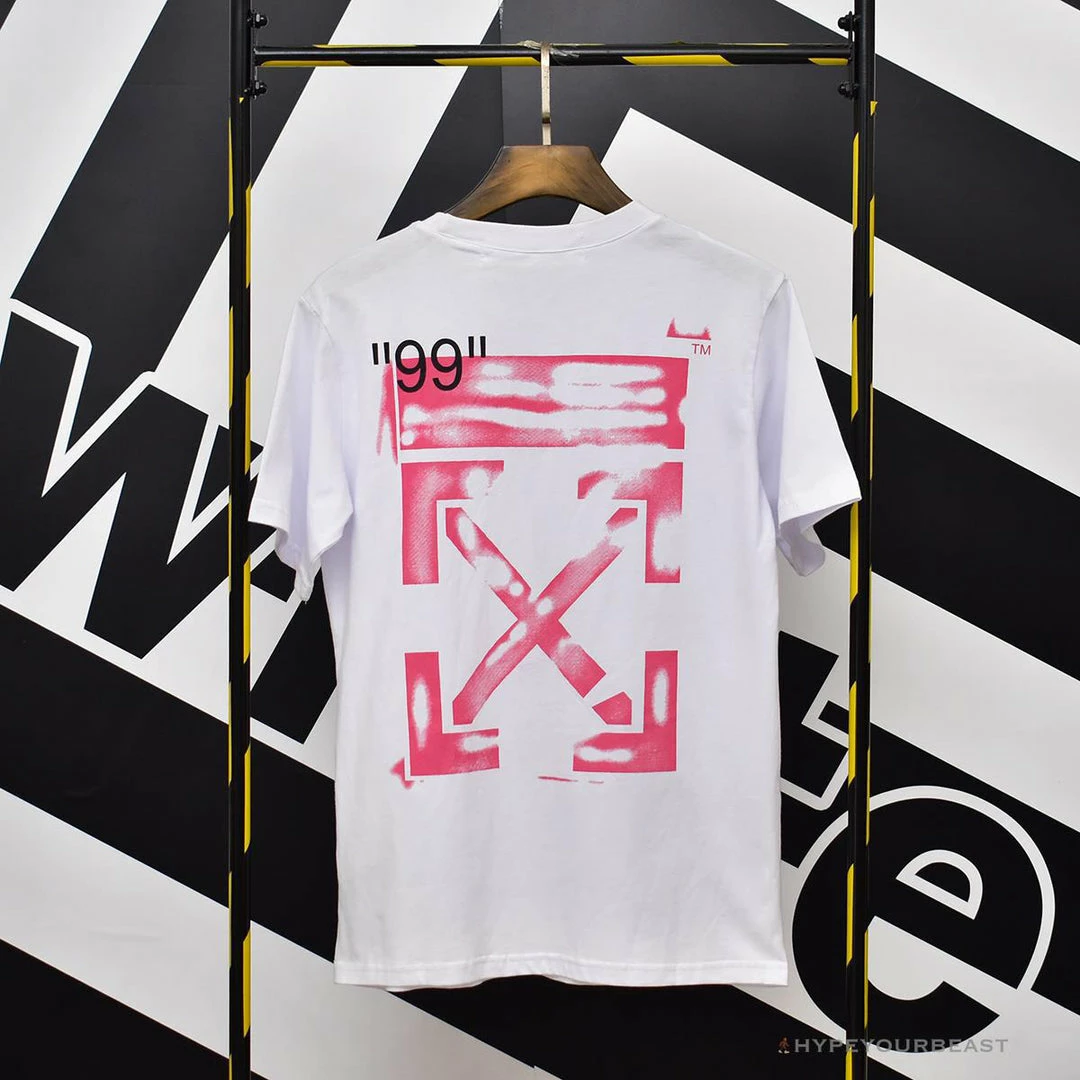 OFF-WHITE 99 Pink Arrow Tee Shirt ‘WHITE’