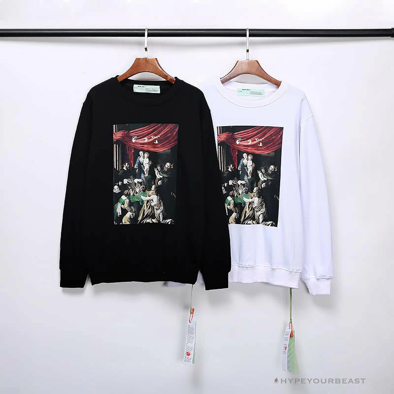 OFF-WHITE New Madonna Painting Cotton Terry Long Sleeve Shirt ‘WHITE’ Shirts