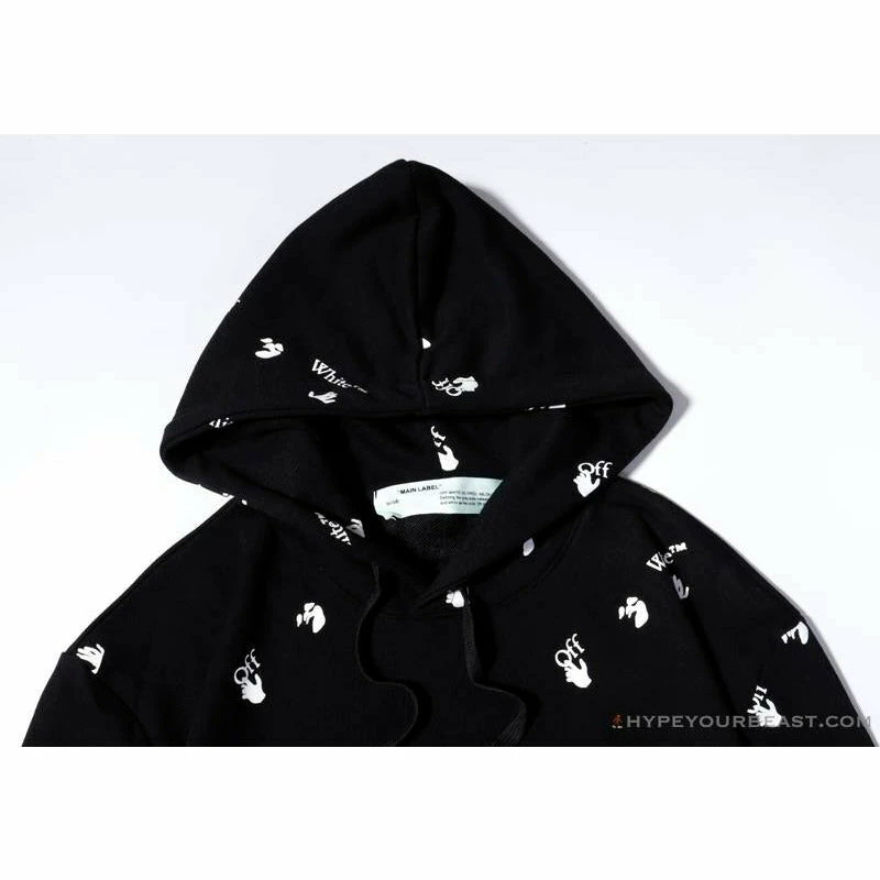 OFF-WHITE Classic Print Hoodie ‘BLACK’ Hoodies & Jackets