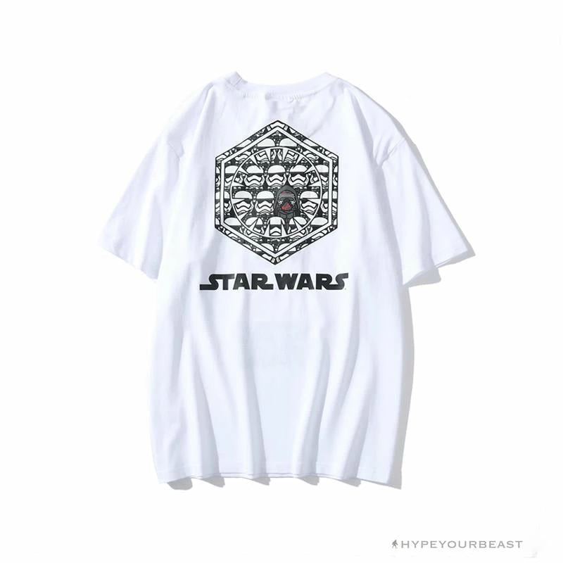BAPE X Star Wars Collaboration Black Warrior Tee Shirt ‘WHITE’ Clothes