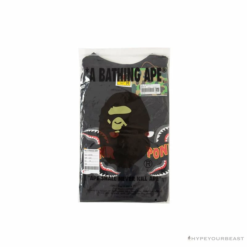 BAPE Shark Head PONR Tee Shirt ‘BLACK’ Clothes