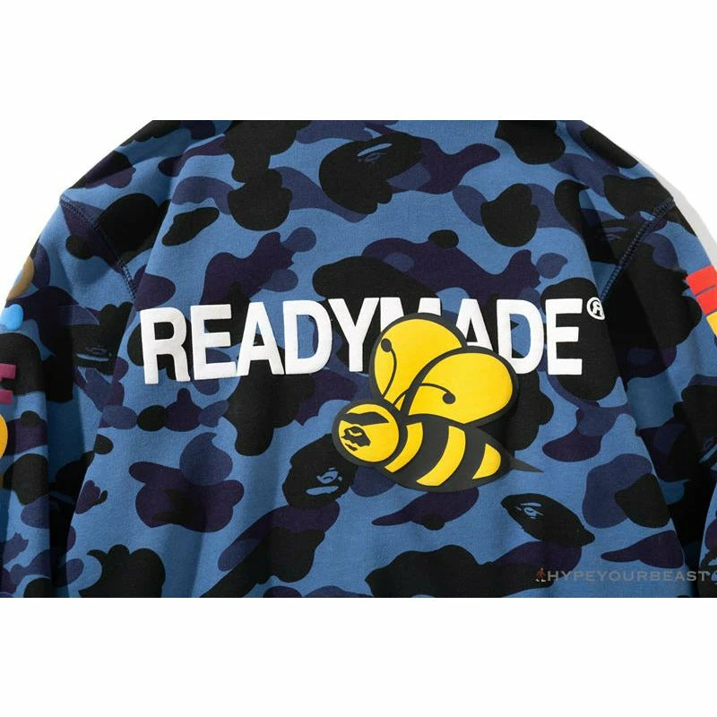 BAPE X Readymade Tiger Head Foam Camouflage Hoodie ‘BLUE’ Clothes